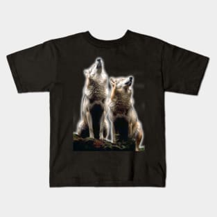 Two wolves howling Kids T-Shirt